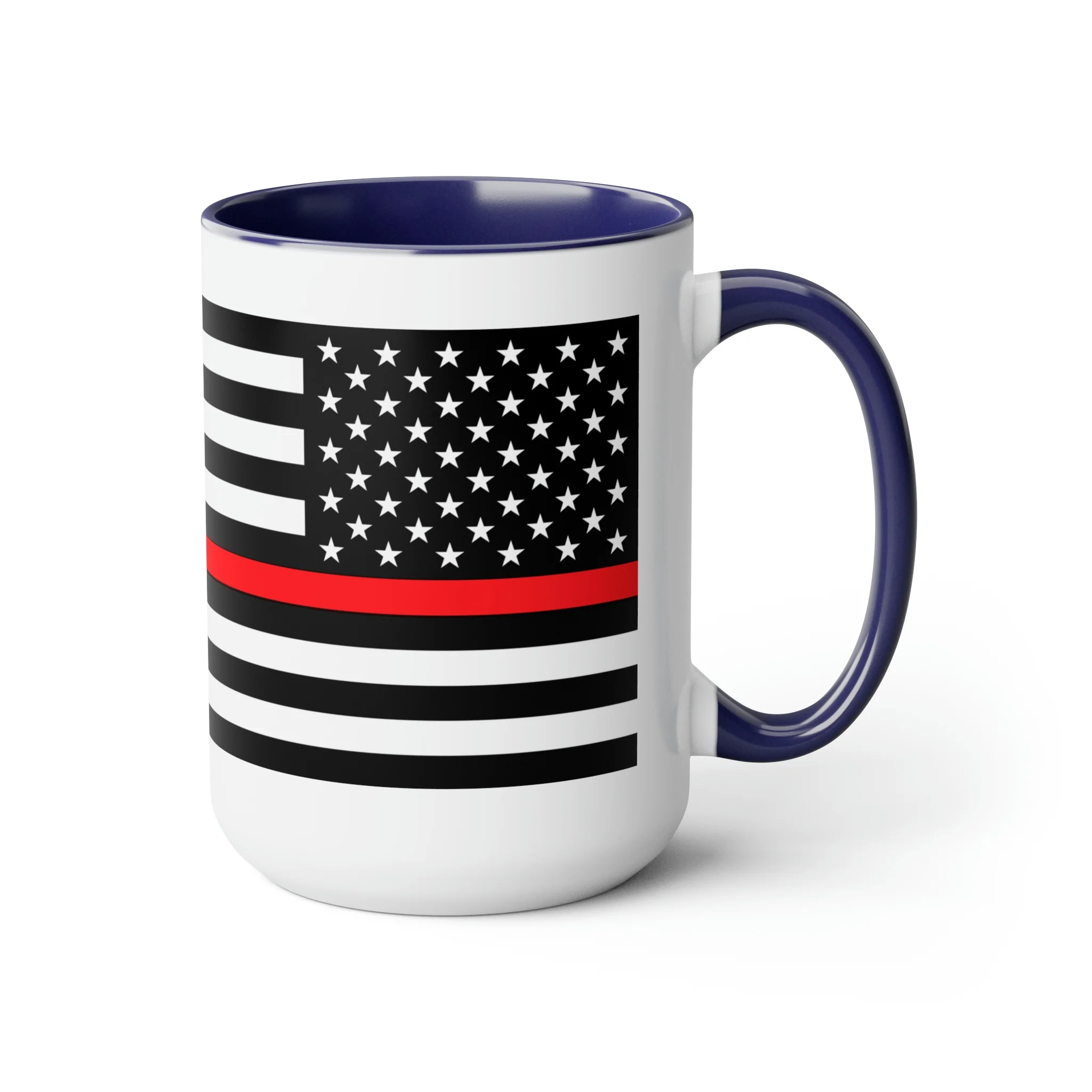 Two-Tone Thin Red Line Flag Coffee Mugs, 15oz - Image 13