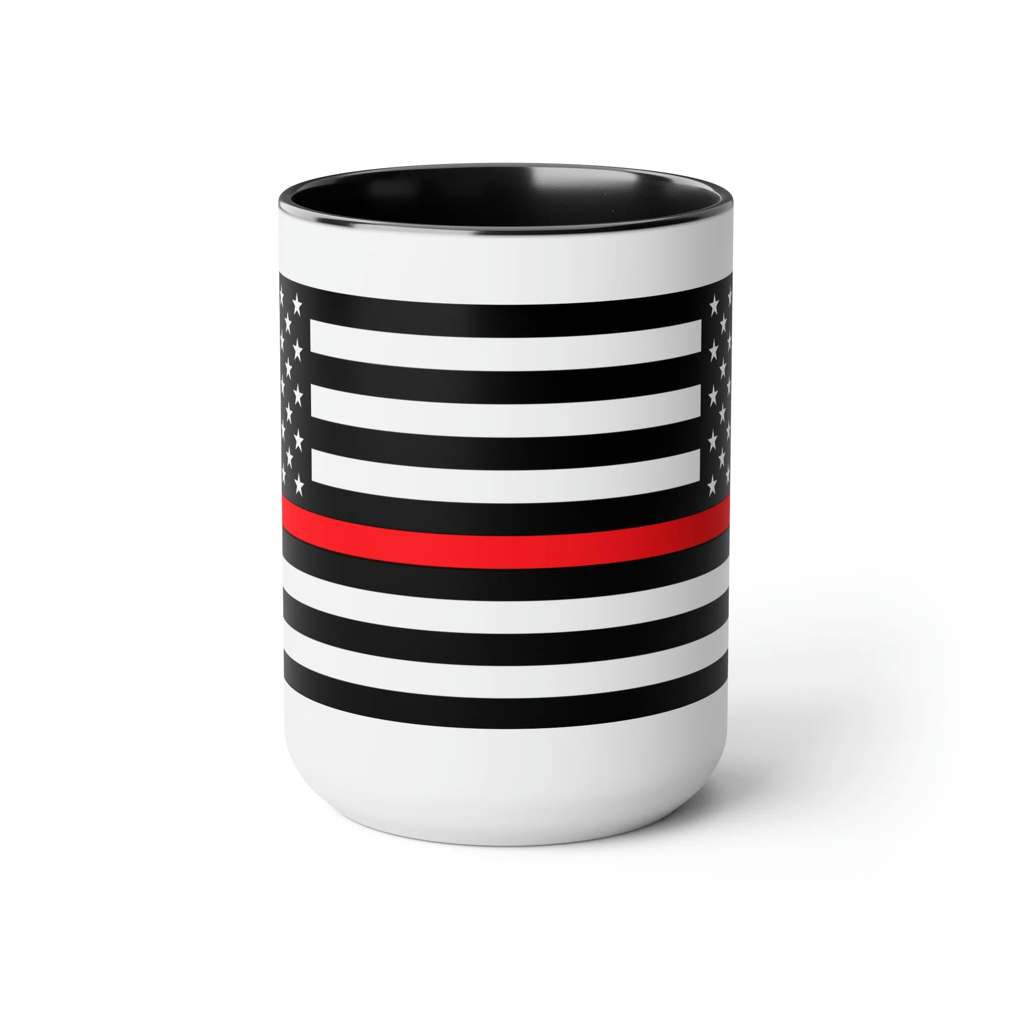 Two-Tone Thin Red Line Flag Coffee Mugs, 15oz - Image 2