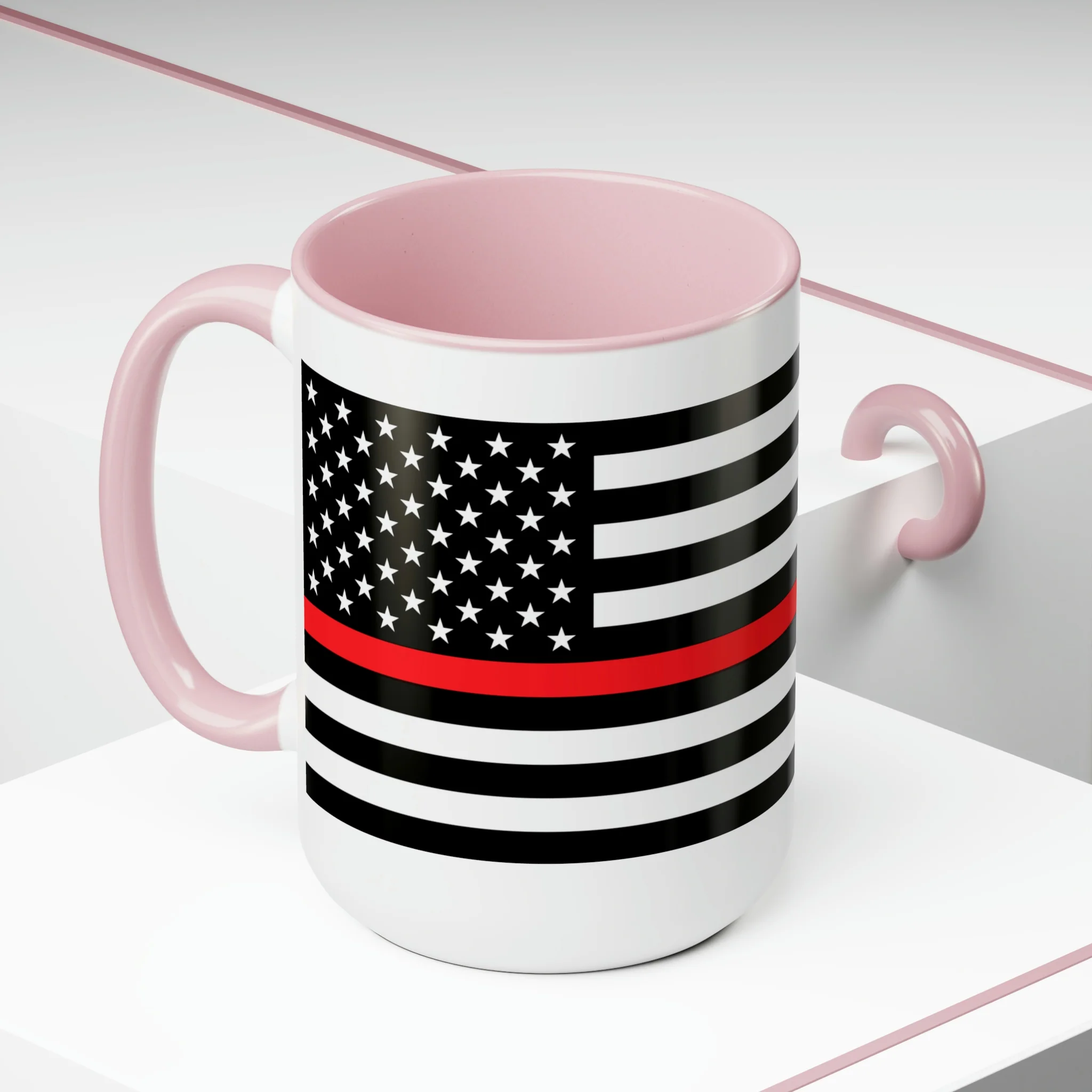 Two-Tone Thin Red Line Flag Coffee Mugs, 15oz - Image 20