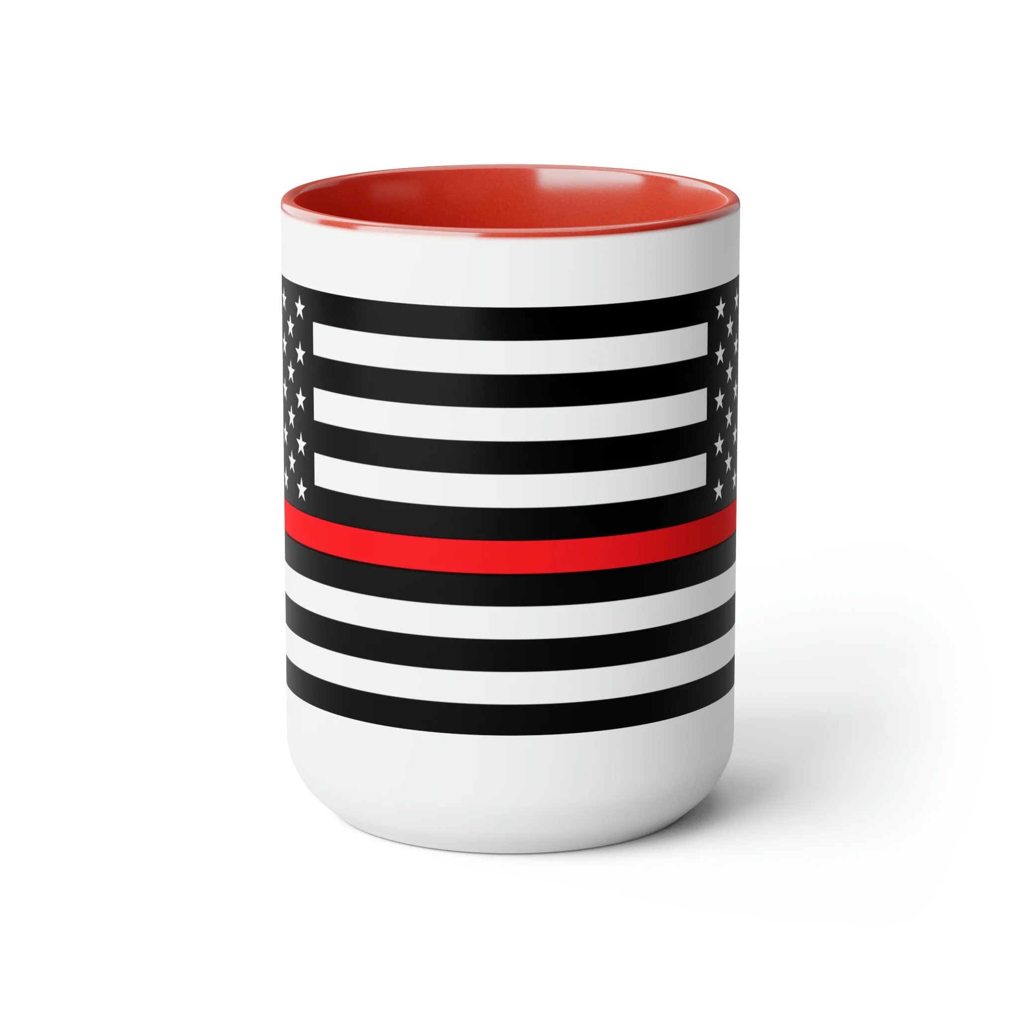 Two-Tone Thin Red Line Flag Coffee Mugs, 15oz - Image 22