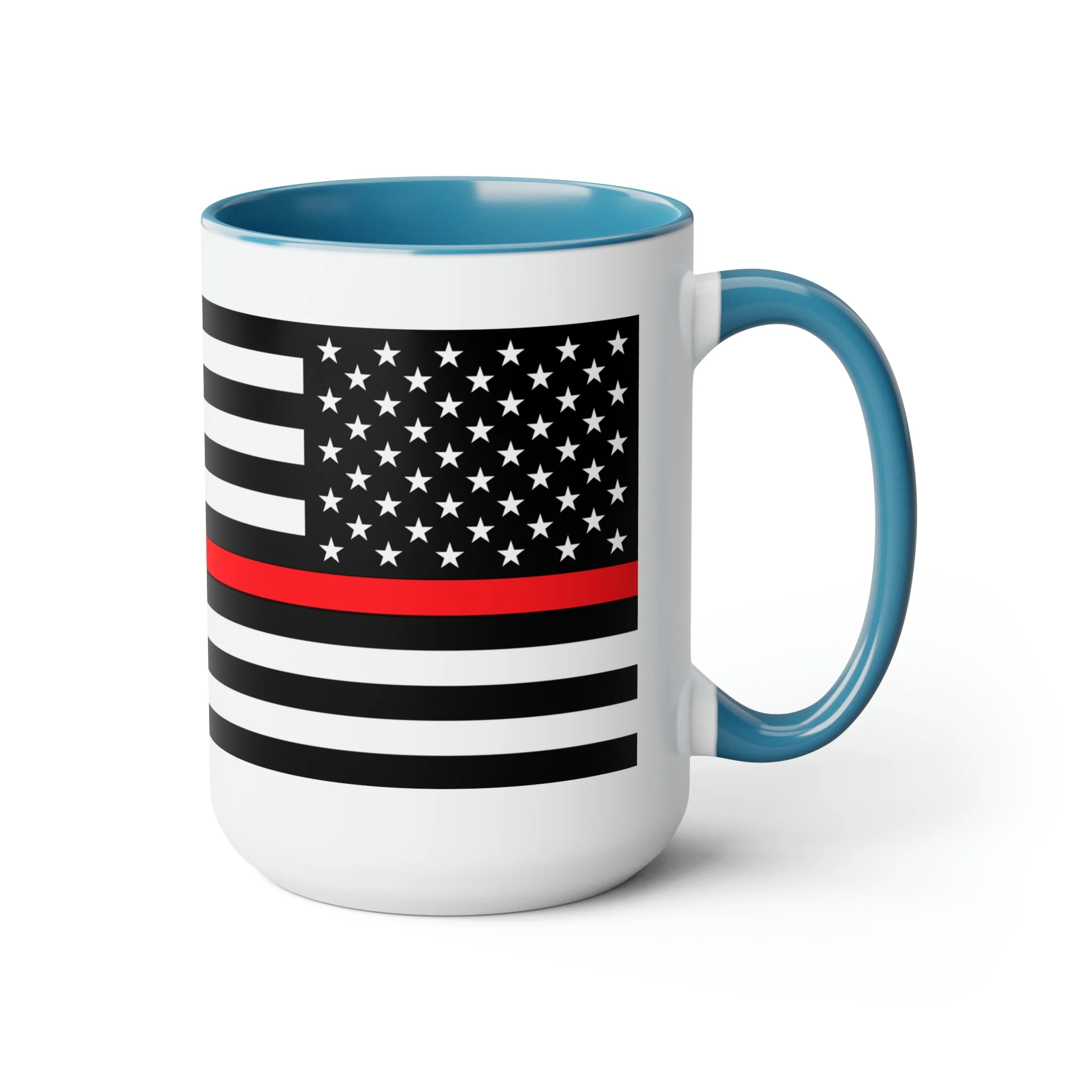 Two-Tone Thin Red Line Flag Coffee Mugs, 15oz - Image 8