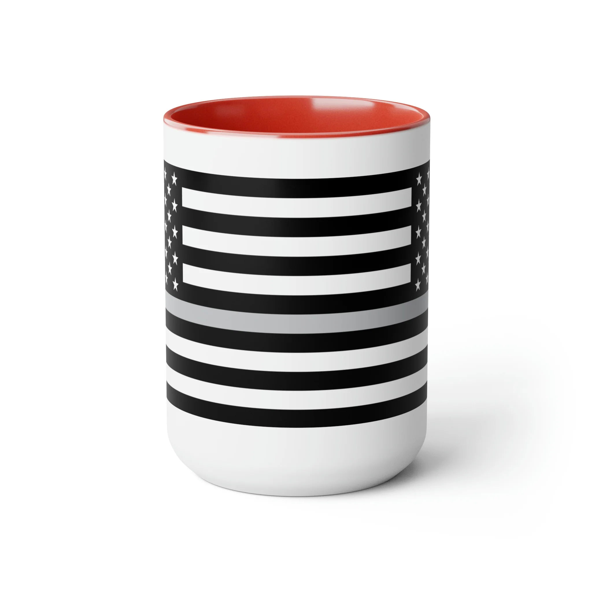 Two-Tone Thin Silver Line Flag Coffee Mugs, 15oz - Image 22