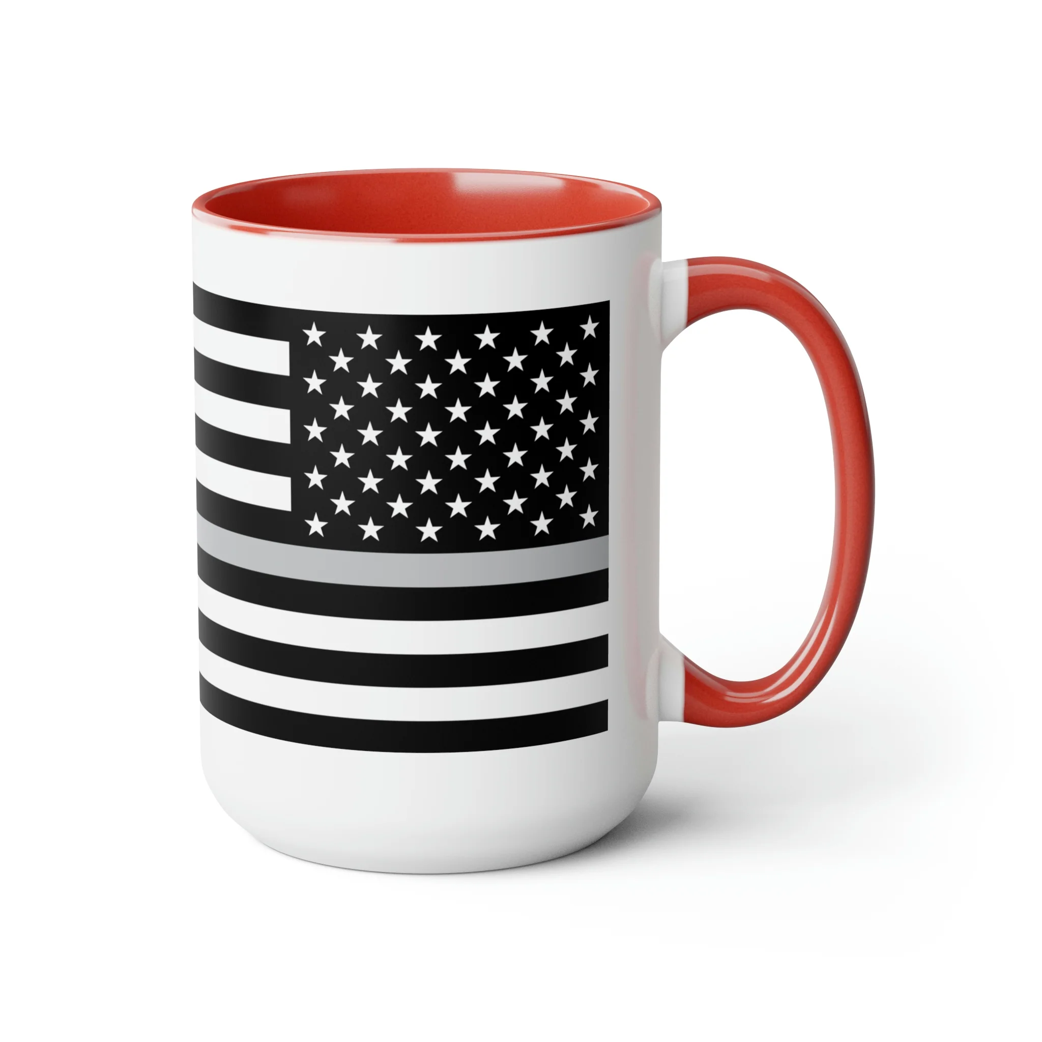 Two-Tone Thin Silver Line Flag Coffee Mugs, 15oz - Image 23