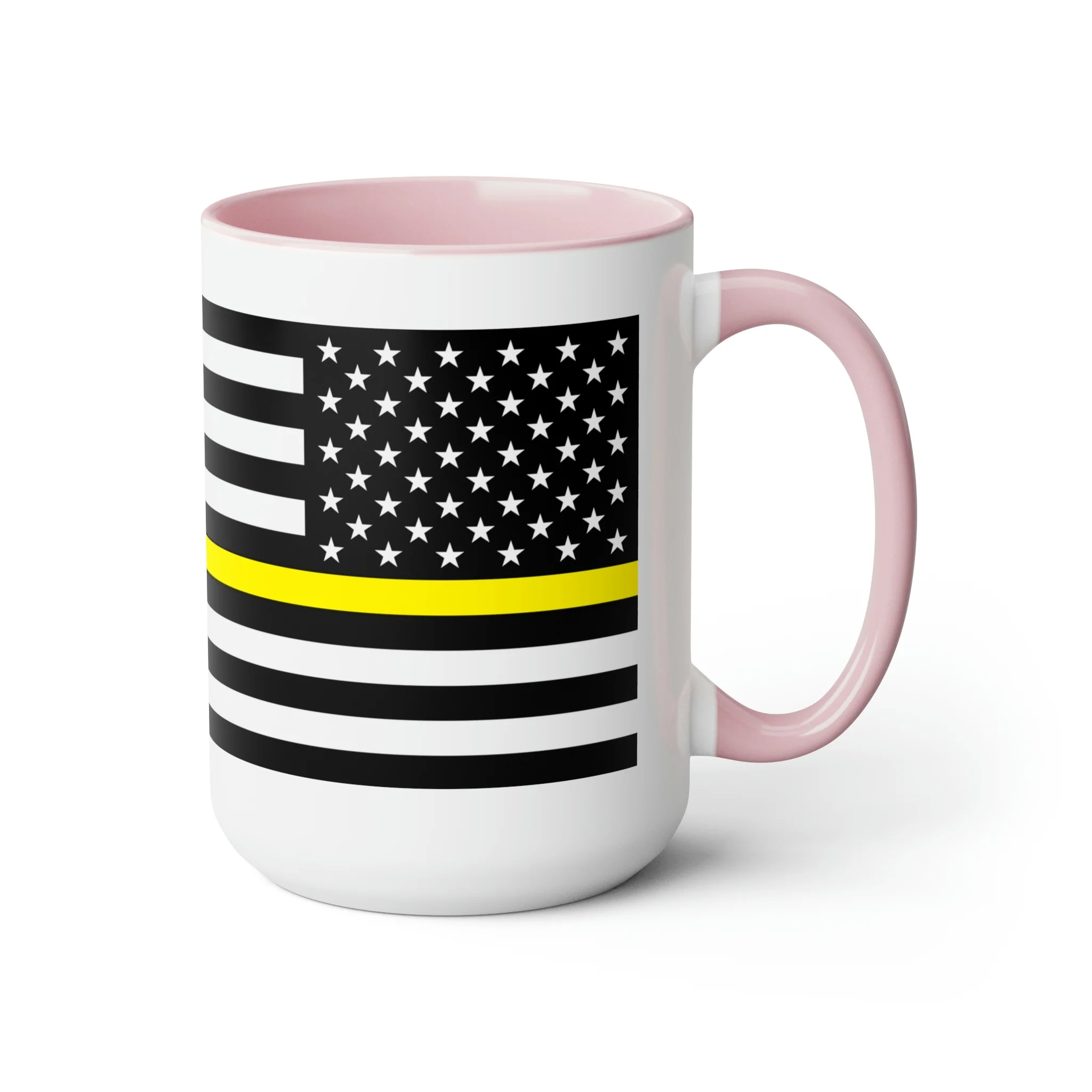Two-Tone Thin Yellow Line Flag Coffee Mugs, 15oz - Image 18