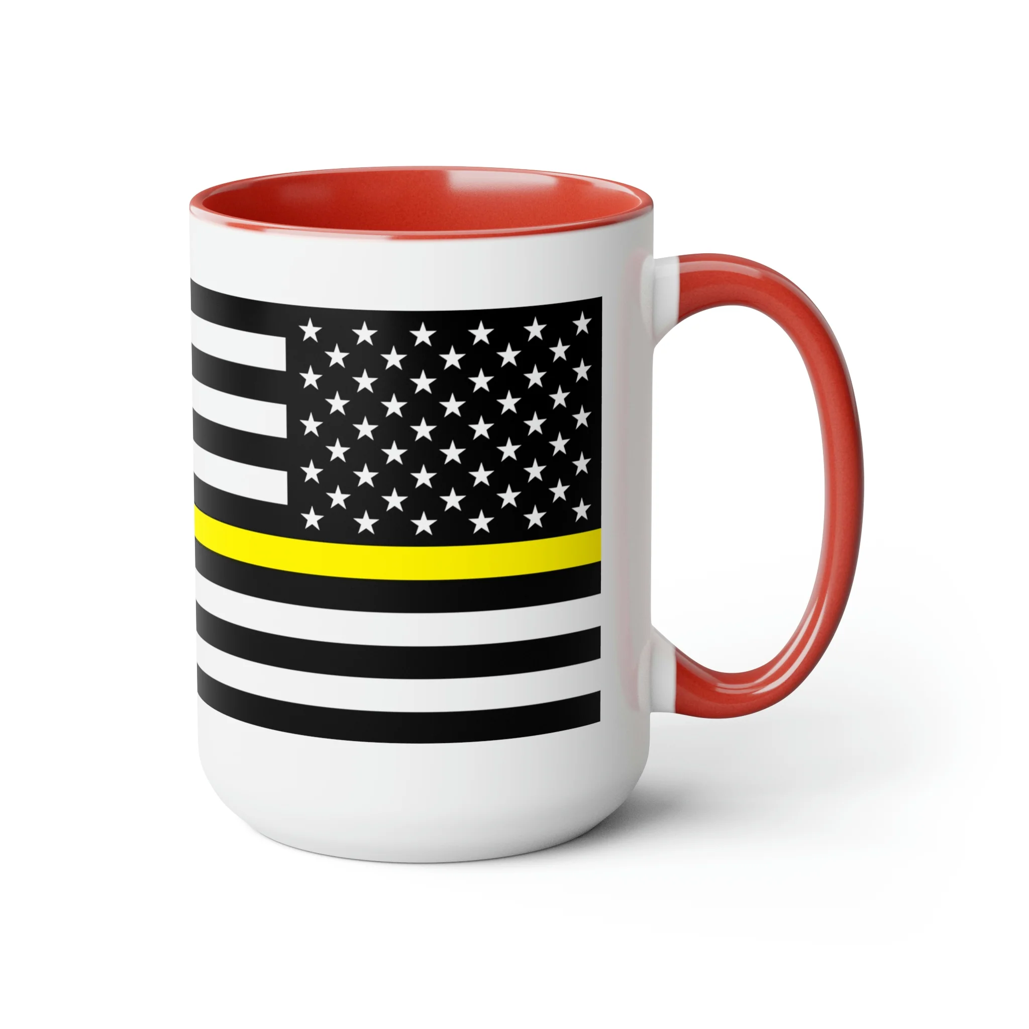 Two-Tone Thin Yellow Line Flag Coffee Mugs, 15oz - Image 23